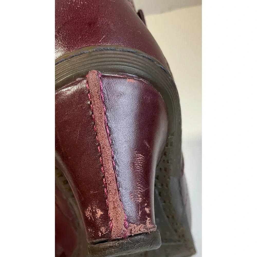 Dr. Martens Jenna Dia Burgundy Leather Button Ankle Boots Womens Size 7
